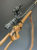 Falcon Raptor .22 bolt-action PCP air rifle with skeleton stock, thumb-hole grip, raised cheek