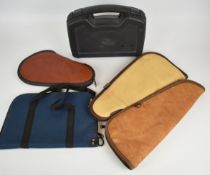 Five pistol or revolver padded carry cases including MGM Case-Gard. Brauer Bros Moose Brand,