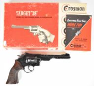 Crosman Target 38 .22 CO2 revolver air pistol with monogrammed and chequered faux wooden grips,