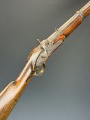 Enfield pattern two band percussion hammer action carbine with brass trigger guard, butt plate and
