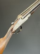 Midland Gun Co 12 bore side by side sidelock ejector shotgun with engraved locks, underside, trigger
