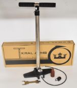 Kral Arms PCP air rifle or pistol pump, in original box with accessories.