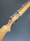 Stevens 12 bore single barrelled bolt-action shotgun with semi-pistol grip and 25 inch barrel with