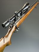 CZ 452-2E ZKM .22 bolt-action rifle with semi-pistol grip, sling mounts, multi-shot magazine, Apollo