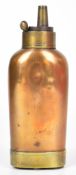 James Dixon & Sons style three-way copper and brass powder flask with compartments for percussion