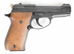 Weihrauch HW 94 S 9mm blank firing semi-automatic pistol with shaped wooden grips and multi-shot
