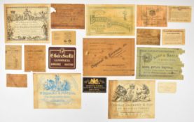 Eighteen gun case and similar labels including George Gibbs of Bristol, Cogswell & Harrison,