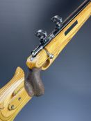 BSA Century .22 bolt-action target rifle wit laminate show wood stock, textured grip, adjustable