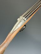 Darne style 16 bore side by side shotgun with engraved sliding action, engraved top lever marked 'ZF