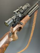 Theoben Rapid 12/200 .20 PCP air rifle with textured thumb-hole grip, raised cheek piece, adjustable