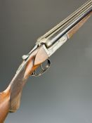 Neumann of Liege 12 bore side by side shotgun with chequered semi-pistol grip and forend, double