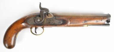 Barnes & Co of London percussion hammer action Dragoon pistol with lock stamped 'Barnes & Co London'