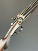 Samuel Marson & Co 12 bore side by side hammer action shotgun with engraved locks, trigger guard,