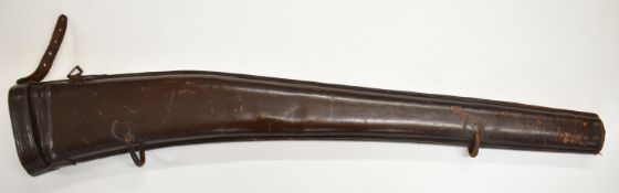 British leather cavalry full length rifle case, 110cm long.
