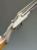 Midland Gun Co 12 bore side by side sidelock shotgun with named and engraved locks, engraved