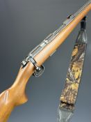 CZ 452-2E ZKM .22 bolt-action rifle with semi-pistol grip, neoprene and canvas sling, multi-shot