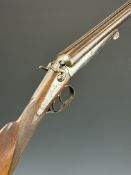 Belgian 10 bore side by side hammer action shotgun with engraved locks, action, top strap, trigger