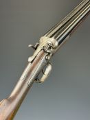 Charles Hellis 12 bore side by side hammer action shotgun with named and engraved locks, engraved