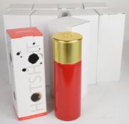 Eight gun or shooting interest Hotshot Thermos style flasks in the form of a shotgun cartridge,