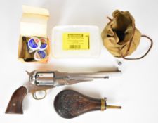 Italian .44 six-shot single-action percussion revolver with brass trigger guard, wooden grips and