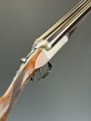 William Evans 12 bore side by side ejector shotgun with named and border engraved locks, border