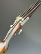 W Darlow of Bedford 12 bore side by side shotgun with engraved locks, top plate and fences,
