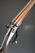 Joseph Harkom & Son 8 bore side by side double barrelled hammer action shotgun with named locks,