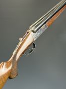 Arizaga 20 bore side by side ejector shotgun with engraved lock, underside, trigger guard, top