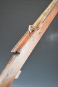 Turkish, Ottoman or Middle Eastern matchlock gun with white metal wire barrel bands and 53 inch