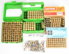 Over 150 .38 Special cartridges including Norma and Geco, some in original boxes. PLEASE NOTE THAT A