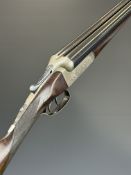 W & J Davis 12 bore side by side shotgun with line engraved locks, underside, trigger guard, top