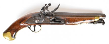 Woolley, Sergant & Fairfax flintlock hammer action pistol with named lock stamped 'Warranted', brass