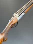 Breda 12 bore side by side shotgun with border engraved locks, underside, trigger guard, top