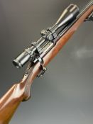 Ruger M77 .308 Winchester bolt-action rifle with chequered semi-pistol grip and forend, sling