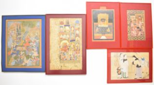 Five 18th/19thC glazed Indian / Chinese / Persian watercolours in purpose made folders and slips,