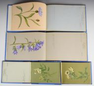 Four albums containing around one hundred Victorian watercolour drawings of flowers dated 1891-