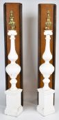 Two pilasters, by repute from Lord's cricket ground, height 69.5cm, in bespoke cases