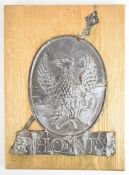 Phoenix Life Insurance copper firemark on wooden mount (W23J), H25cm, Stroud Gloucestershire