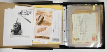 Box file of postal ephemera and mint and used postal stationery including reprint 2nd Mulready print