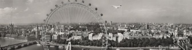 Jeffrey Jaye (20th Century) The Thames and Concorde, black and white photographic print signed and