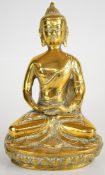 19th/20thC Chinese brass Buddha, H20cm