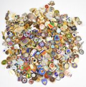 Approximately five hundred metal lawn bowls and bowling enamelled pin badges, tie clips, buttons etc