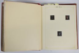 GB stamps collection in red Simplex album, including three 1d blacks, 1841 2d blue, two strips of