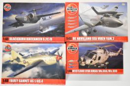 Four Airfix 1:48 scale plastic model aircraft kits comprising Blackburn Buccaneer S.2C/D A12012,