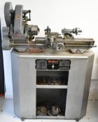 Myford ML7 live steam model engineering or similar lathe with 3, two 4 jaw and a 6 jaw Burnard