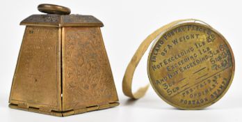 [Postal Interest] Victorian brass Avery & Son Redditch postal weight needle case (etui) with