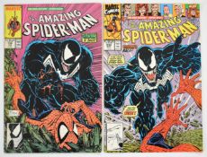 The Amazing Spider-Man issues #316 and #332 by Marvel Comics, both early Venom appearances, Todd
