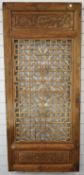 An 18th/19thC Chinese carved wood window or door screen  / panel with geometric decoration, 147 x