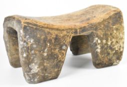 19thC African tribal stool / headrest carved from a single piece, probably Senufo tribe Côte d'