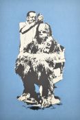 Eelus (American, b.1979) signed limited edition 176/200 screenprint 'Chewbarber', blue colourway,